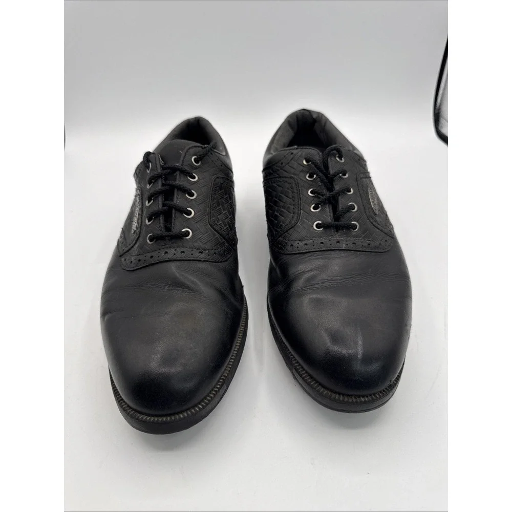 FootJoy Terrains Spikeless Golf Shoes Men's 10 Black Leather Woven Golfing FJ